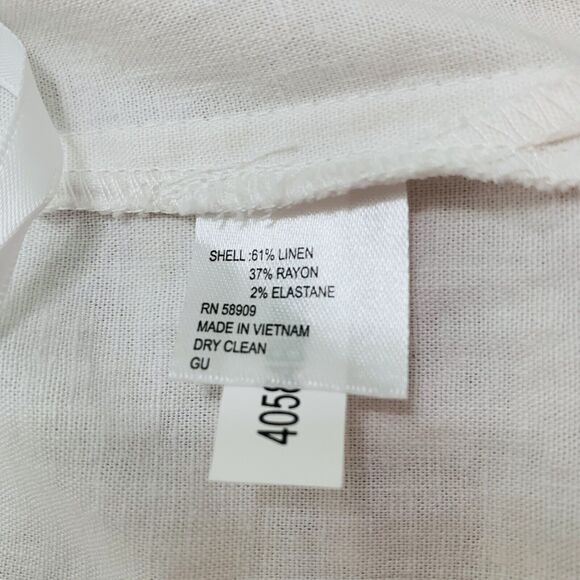 Preston & York Tunic Women 10 White Navy  Linen Embroidery Beach Vacation NWT - Picture 4 of 8